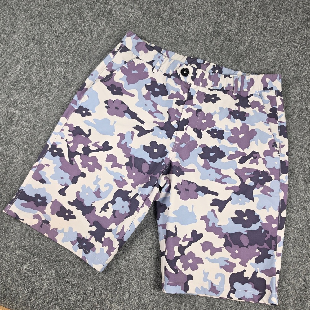 Greyson Montauk Shorts Mens 36 Purple Floral Camo Performance Golf Stretch